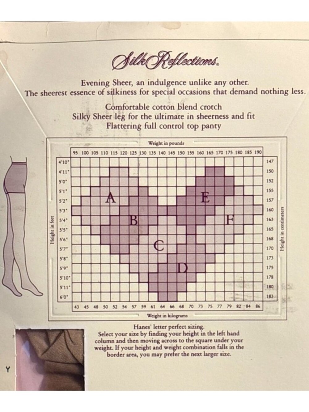 VTG Womens Hanes Silk Reflect Evening Sheer Control Top Sandalfoot Pantyhose AB - Picture 3 of 4
